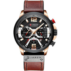 Military Leather Chronograph Wristwatch - Limitless Deals Shop