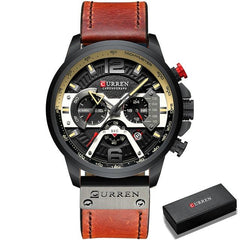 Military Leather Chronograph Wristwatch - Limitless Deals Shop