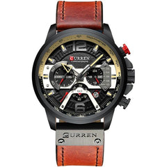 Military Leather Chronograph Wristwatch - Limitless Deals Shop