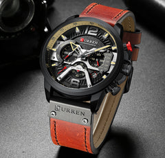 Military Leather Chronograph Wristwatch - Limitless Deals Shop