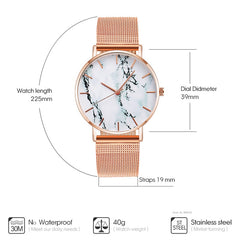 Rose Gold Mesh Band Marble Watch - Limitless Deals Shop