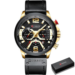 Military Leather Chronograph Wristwatch - Limitless Deals Shop