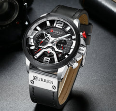 Military Leather Chronograph Wristwatch - Limitless Deals Shop