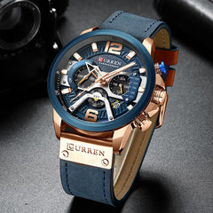 Military Leather Chronograph Wristwatch - Limitless Deals Shop