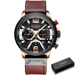 Military Leather Chronograph Wristwatch - Limitless Deals Shop